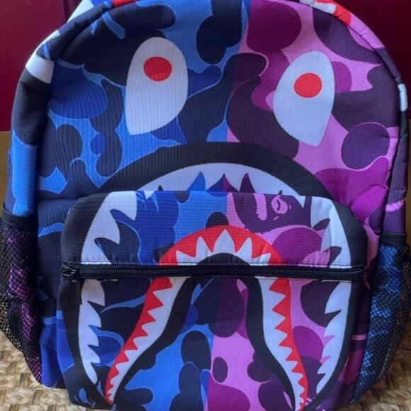 New Shark Teeth Backpacks Travel Daypack Bags For Kids (Blue Purple) - Picture 6 of 10